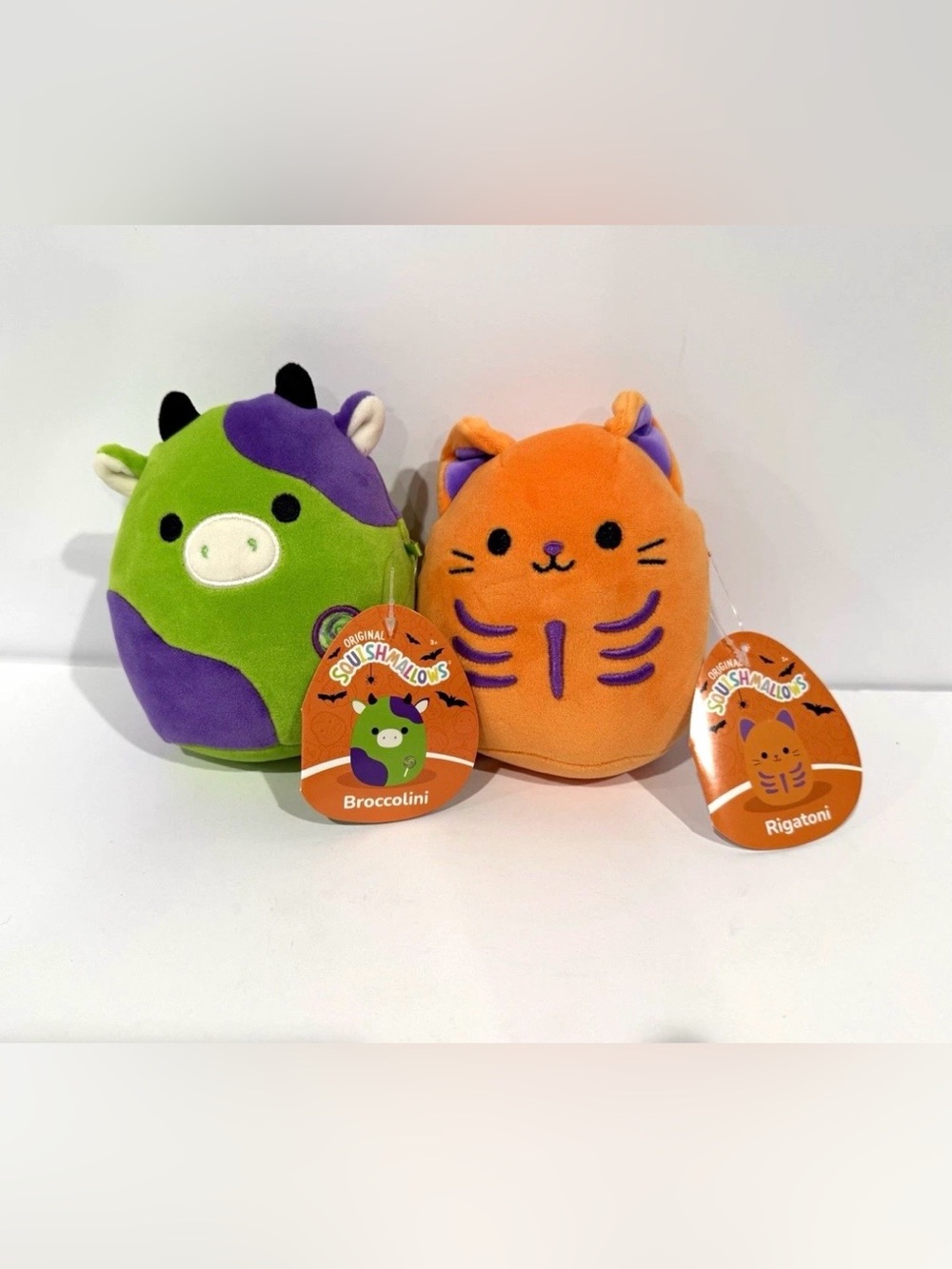 Squishmallows Halloween 2026 Plush Broccolini Cow & Rigatoni Cat Green Purple